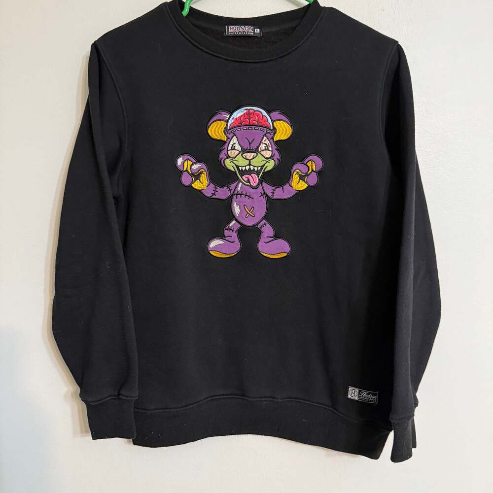 Hudson Outerwear Sweatshirt Kids XL Black Zombie Bear Graphic‎ Crewneck Pullover
